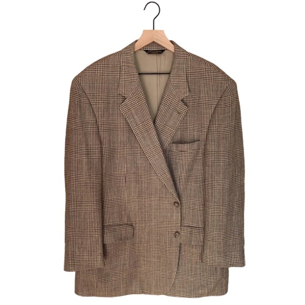 Brooks Brothers Tan Plaid Lambswool 2 Button Madison Relaxed Fit Sport Coat